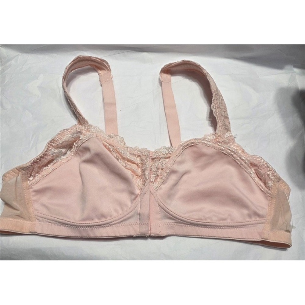NWT Comfort Choice 40B Soft Cup Lace Front Hook Bra Easy Enhancer pink 131430